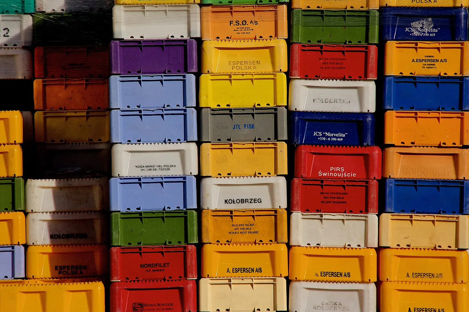 plastic boxes stacked