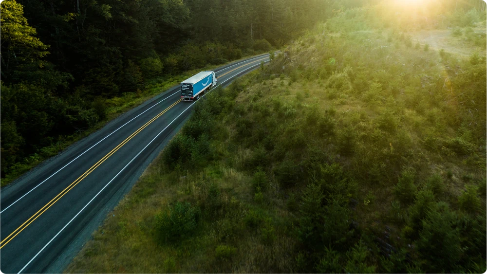 Amazon truck on a forest road